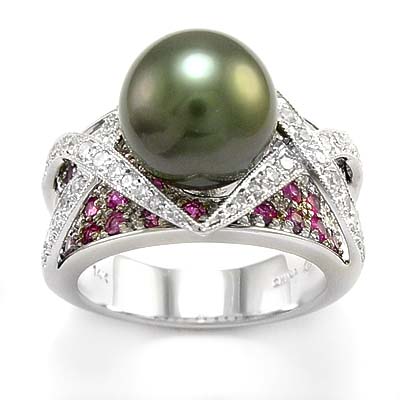 14k White Gold Pearl Ring R851