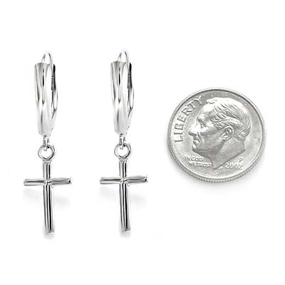 14k White Gold Cross Earrings. E741 14k White Gold Cross Earrings. E741