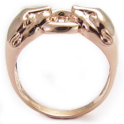 14k Solid Rose Gold Cat Head Ring R862
