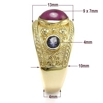 14k Gold Men's Three Stone Ring R872