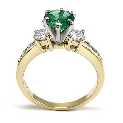 14k Yellow Gold Emerald Diamond  Ring R873