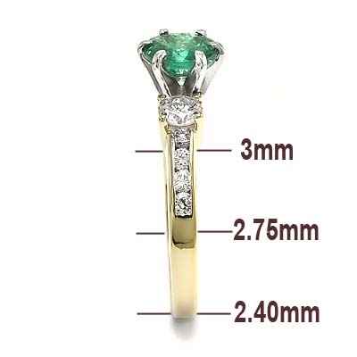 14k Yellow Gold Emerald Diamond  Ring R873