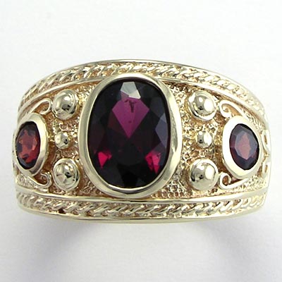 Men's 14k Yellow Gold  Garnet Ring R861 Men's 14k Yellow Gold  Garnet Ring R861