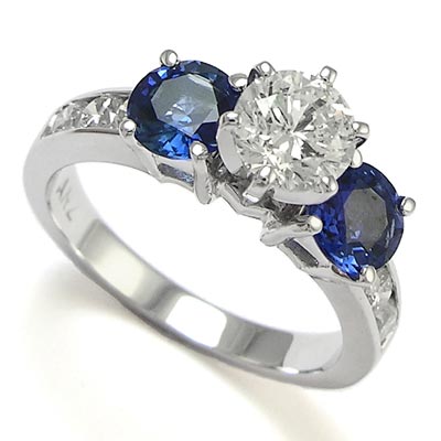 18k White Gold Sapphire Diamond Ring R891 18k White Gold Sapphire Diamond Ring R891