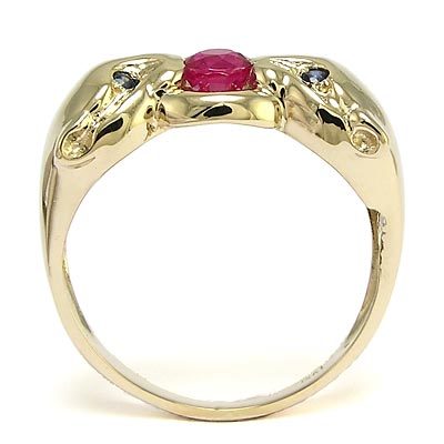 14k Yellow Gold Cat Head Ruby Ring R894 14k Yellow Gold Cat Head Ruby Ring R894