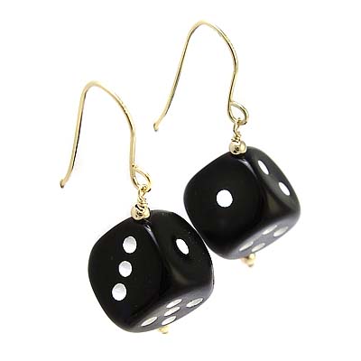 14k Gold Dice Earrings E752
