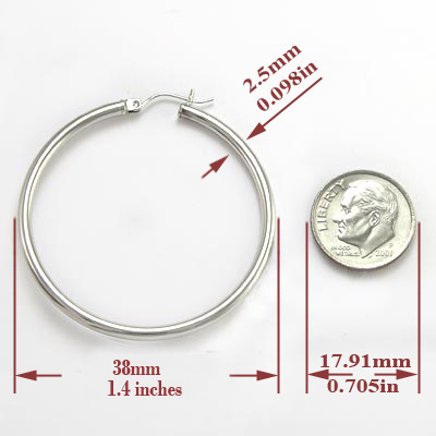 14k White Gold Hoops Earrings E749