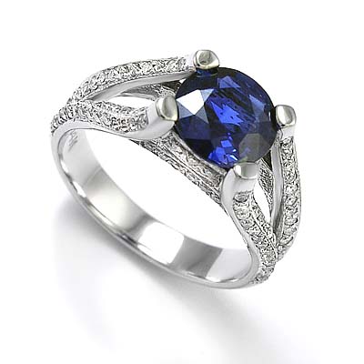 14k Gold Sapphire Diamond Ring R904