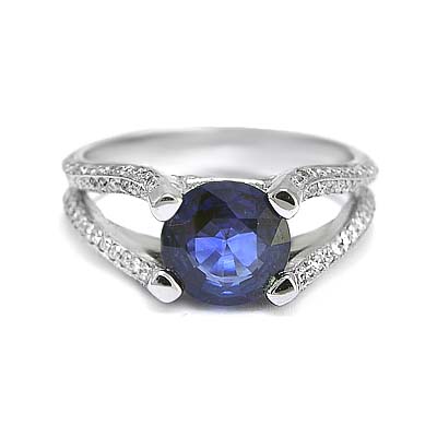 14k Gold Sapphire Diamond Ring R904