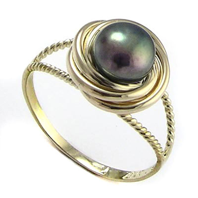 10k Love Knot Pearl Ring R895