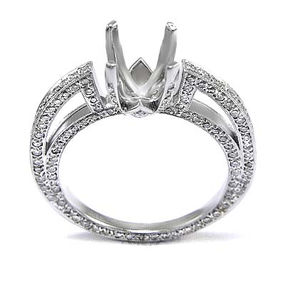 Pave Diamond Engagement Ring 14k R898