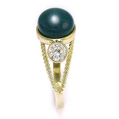 14k Gold Green Onyx Ring R905