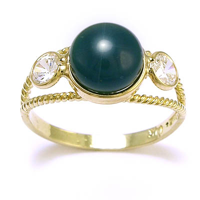 14k Gold Green Onyx Ring R905