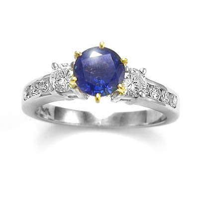 14k Gold Sapphire Diamond Ring R910