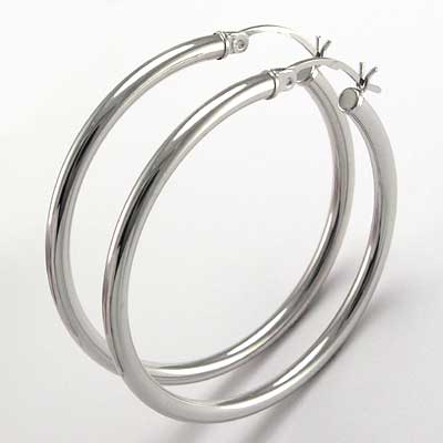 White Gold Hoop Earrings E592