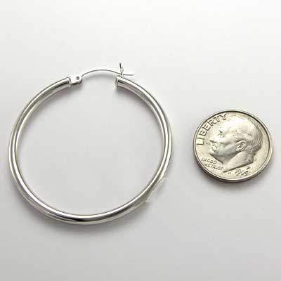 White Gold Hoop Earrings E592