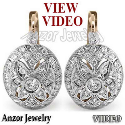 Russian style Diamonds Earrings 14K 585 E594