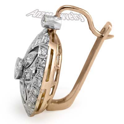 Russian style Diamonds Earrings 14K 585 E594