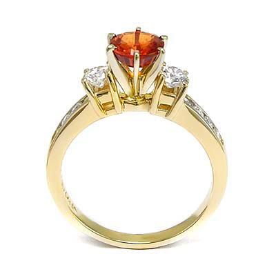 Orange Sapphire and Diamond 14k Gold Ring R676 Orange Sapphire and Diamond 14k Gold Ring R676