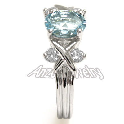 14k Gold Aquamarine Diamond Ring R664