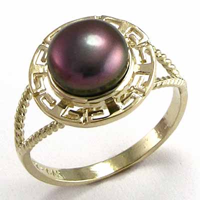 14k Gold Black Pearl Ring R665