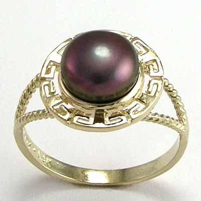14k Gold Black Pearl Ring R665