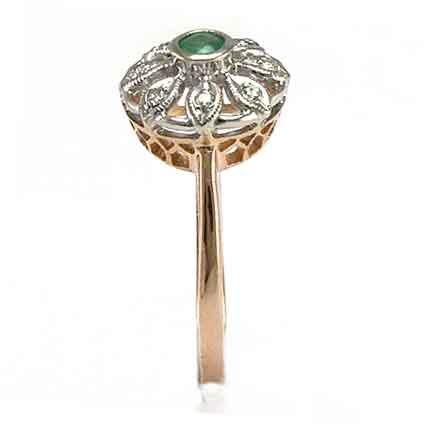 Russian Style Emerald Diamond Earrings 14K 585 R667