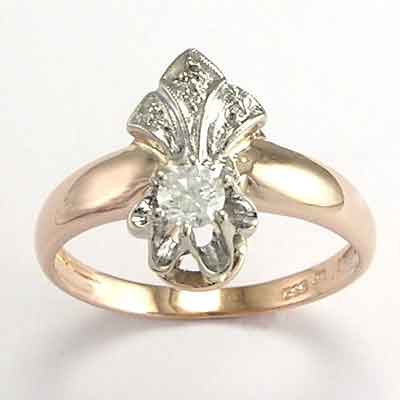 Russian jewelry 14k rose gold genuine diamond ring R668