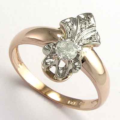Russian jewelry 14k rose gold genuine diamond ring R668
