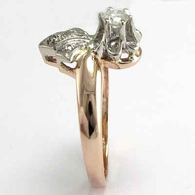 Russian jewelry 14k rose gold genuine diamond ring R668