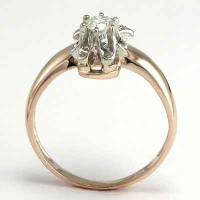 Russian jewelry 14k rose gold genuine diamond ring R668