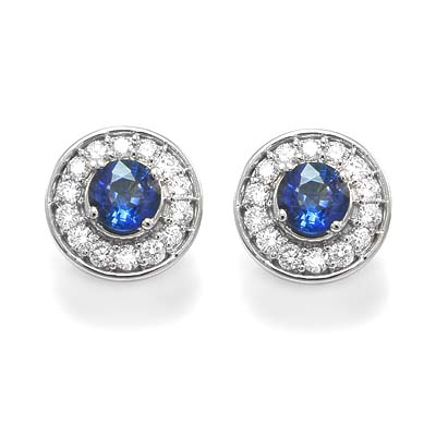 Russian Jewelry Sapphire Diamond Earrings 585 E545