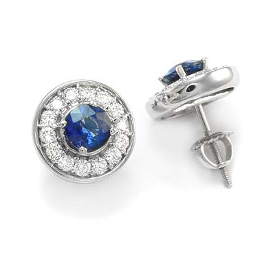 Russian Jewelry Sapphire Diamond Earrings 585 E545