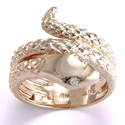 14k Rose Gold Twisted Serpent Diamond Ring #R647 14k Rose Gold Twisted Serpent Diamond Ring #R647