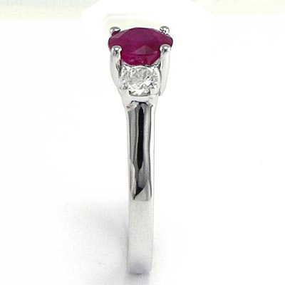 Ruby Diamond Three Stone Ring 18k Gold R658