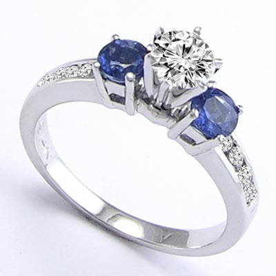 14k Gold Sapphire Diamond Ring R652