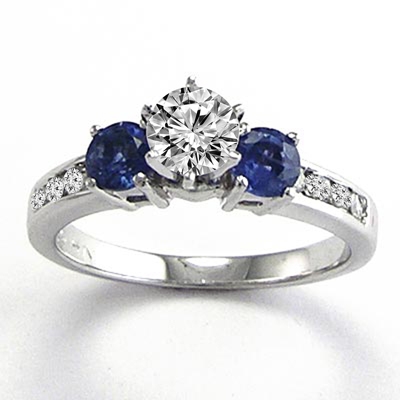 14k Gold Sapphire Diamond Ring R652