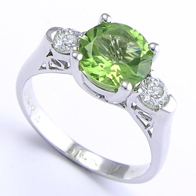 14k Gold Peridot Diamond Ring R649