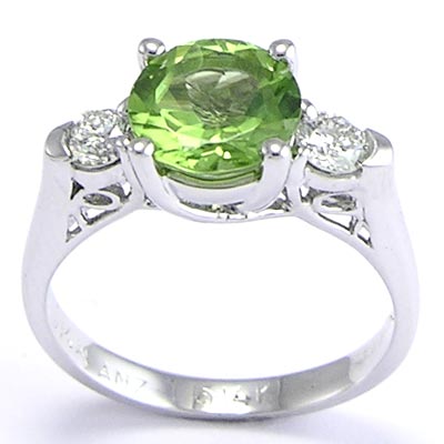14k Gold Peridot Diamond Ring R649