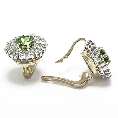 Russian Style Diamond Peridot Earrings 585 E543