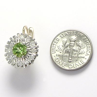 Russian Style Diamond Peridot Earrings 585 E543