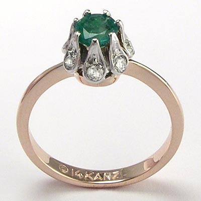 14k Rose Gold Emerald Diamond Ring R630