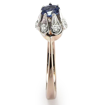 Ceylon Sapphire Diamond Ring Russian Jewelry 14k R631 Ceylon Sapphire Diamond Ring Russian Jewelry 14k R631