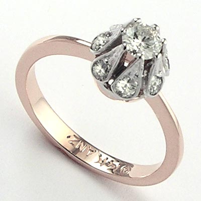 Vintage Russian style diamond Engagement 14k #R633