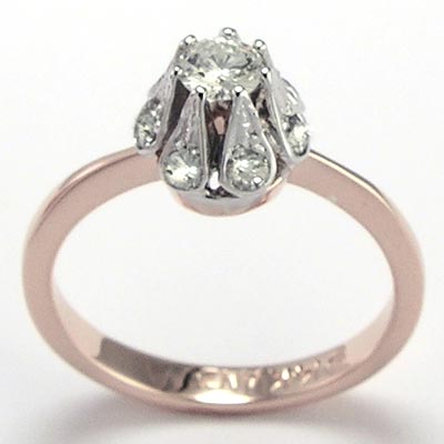 Vintage Russian style diamond Engagement 14k #R633