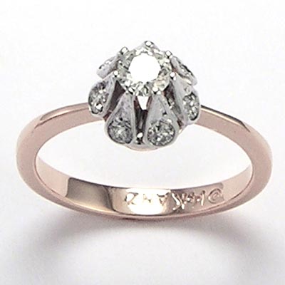 Vintage Russian style diamond Engagement 14k #R633