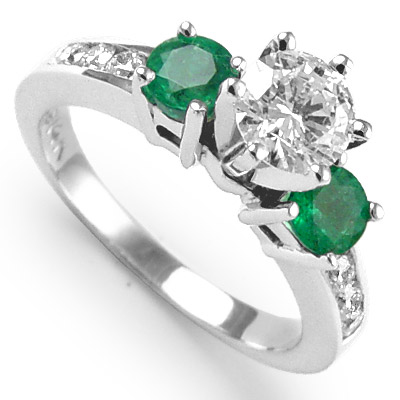14k Gold Emerald Diamond Ring R608