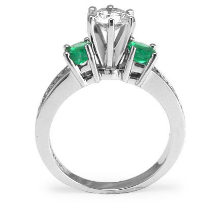 14k Gold Emerald Diamond Ring R608