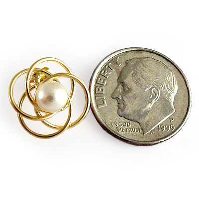 14k Gold Pearl Knot Earrings E519