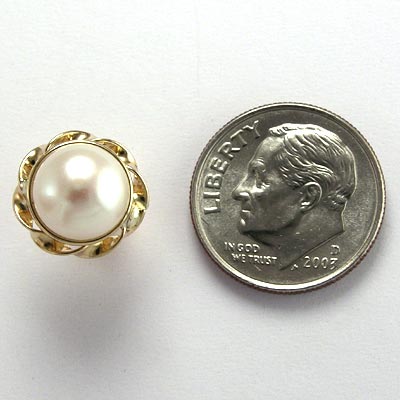 14k Yellow Gold Pearl Love Knot Earrings #E522